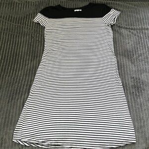 Maurice's Black and White Striped Midi Short Sleeve
